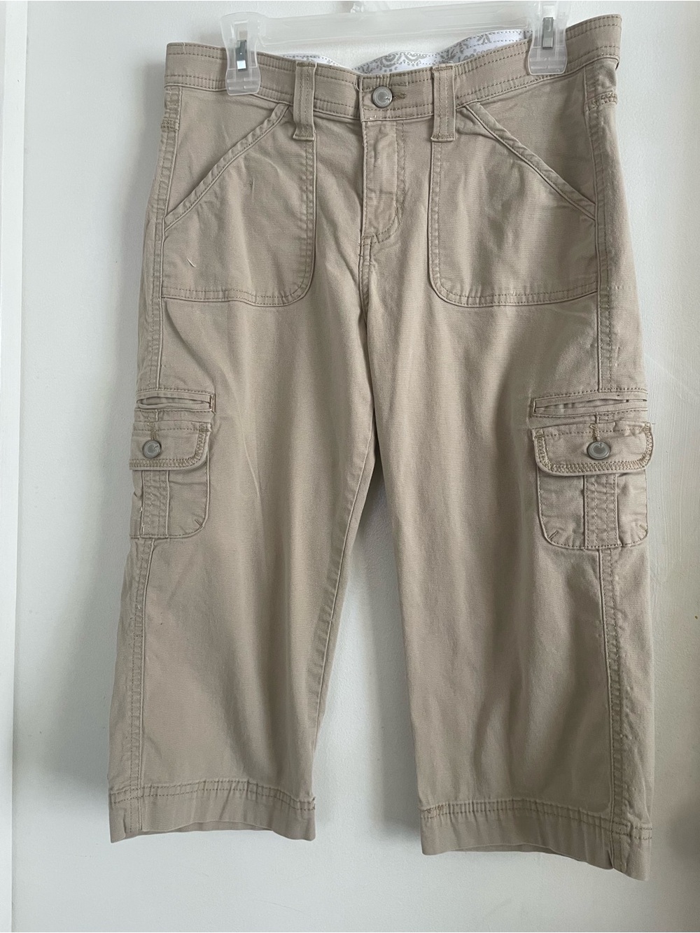 Lee Women’s  Khaki Cargo Capris - Light Tan Utility Shorts